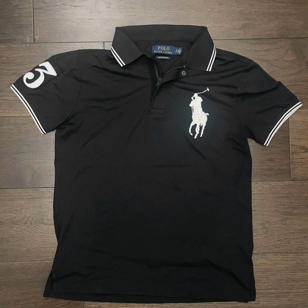Ralph Lauren Black Polo Shirt with White Accents